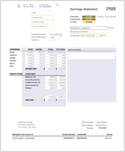 Striped Pay Stub Template