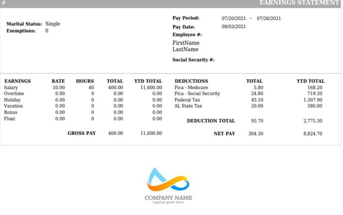 Pay Stub Generator with Company Logo