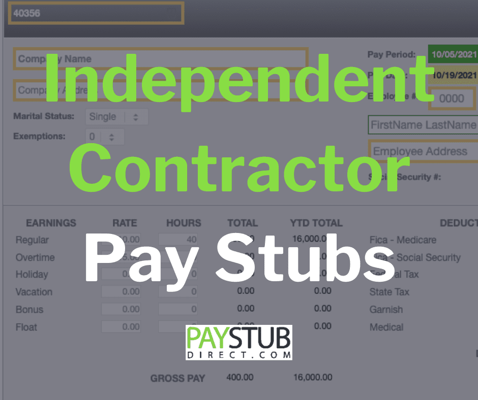 Free Printable Independent Contractor Pay Stub Template